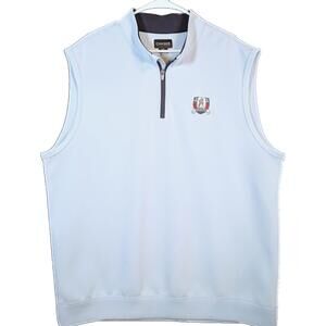 Chase 54 Mens 2XL Golf Vest Light Blue Stryker Course USA Quarter Zip Sleeveless